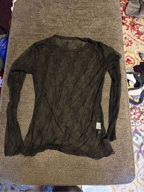 Semi-Sheer Black Long-Sleeve Women's Top